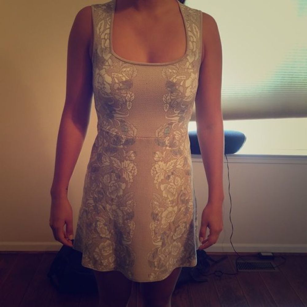 BCBG Maxazria gray floral dress
